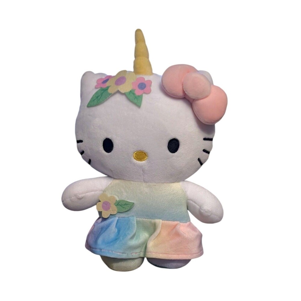Sanrio 10" Hello Kitty Rainbow Unicorn Stuffed Animal Plush Toy
